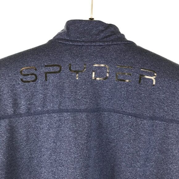 Spyder Active 1/4 Zip Pullover Men's Medium Navy Mock Neck ProWeb Wicking Logo - Picture 7 of 11